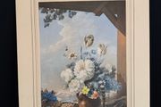 Antique 1856 George Baxter Print - "The Gardener's Shed" (Original Embossed Mount)