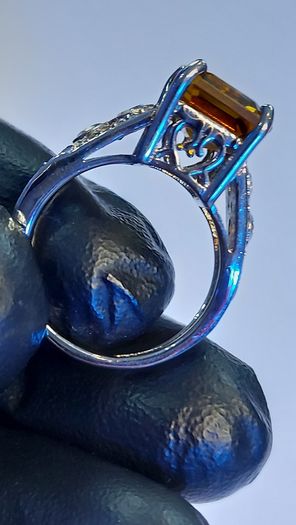 Natural Honey Quartz 3 ct  Ring 925 Silver
