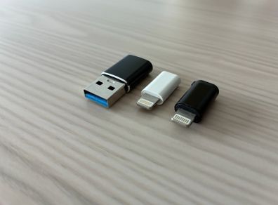 3PCS - 2x Micro USB (Female) to Lightning (Male) and 1x USB C (Female) to USB A (Male) adapters