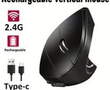 2.4G Wireless Office Mouse, Vertical Ergonomic Mouse, ABS 400Mah Rechargeable Type-C