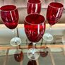 Vintage Italian Hand Blown Ruby Red Wine or Water Goblets 23 cm Tall Image 4