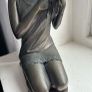Vintage Lady Brushing Hair Genesis Bronze Figure Image 2