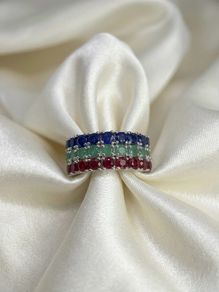 Silver Harry Ivens Multi Gemstone Band  A Masterpiece of Color