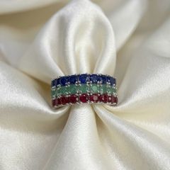 Silver Harry Ivens Multi Gemstone Band  A Masterpiece of Color