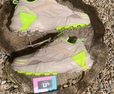 Premium Reebok Aztrek Cream Tan Suede Neon Green