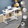 Mobile Standing Desk with Integrated UK Power Outlets & USB Ports, Height Adjustable (70-104cm) C-Shaped Rolling Laptop Table on Wheels for Home Office, Bedside, and Sofa, White Image 3