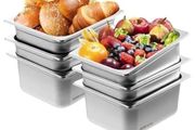 6 Pack Hotel Pans, 1/2 Size Anti-Jam Steam Pan, 0.8mm Thick Stainless Steel Restaurant Steam Table Pan, 6-Inch Deep Commercial Table Pan, Catering Storage Food Pan, for Industrial &amp; Scientific