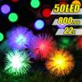 Outdoor Solar Lights 50 LED Dandelion Ball String Fairy Light Solar Power Waterproof Lights Outside Garden Camping Patio Party Christmas (Multi-Colored) Image 2