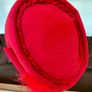 Vintage Mitzi Boutique of London Red Pill Box Hat with Peacock Feather Image 7