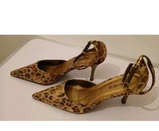Jinrei Gold Leopard Print Pointed Toe Ankle Strap Heels EU36 UK3 New Boxed  CAN POST