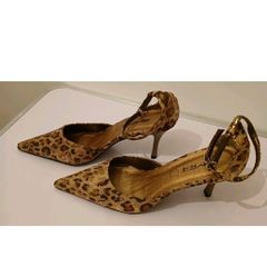 Jinrei Gold Leopard Print Pointed Toe Ankle Strap Heels EU36 UK3 New Boxed  CAN POST