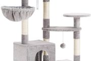 Cat Tree with Sisal Scratching Posts, Multi-Level Cat Tower, Cat climbing frame with large platform, basket, Light Grey