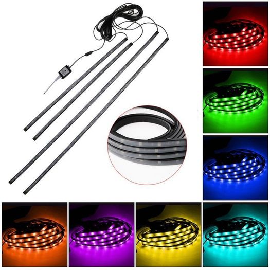 RGB LED Neon Light Strip Under Car Tube Underglow Underbody Glow System Remote