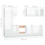 8 Piece Kitchen Cabinet Set High Gloss White Chipboard Image 9