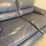 Blue Leather DFS Recliner Sofa & Footstool Image 3
