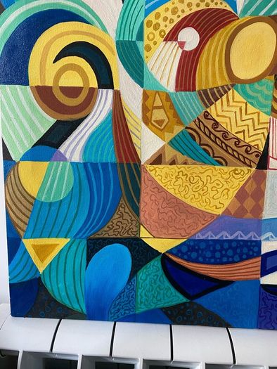 Rare N. S. Tayag Signed Painting on Canvas - Philippine Modernist / Cubist Style