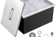 Drop in Ice Chest, 51 cm L x 36 cm W x 30.5 cm H Stainless Steel Ice Cooler, Commercial Ice Bin with Cover, 37.9 L Outdoor Kitchen Ice Bar