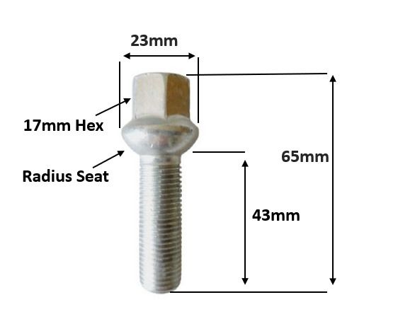 16 x New Extended Bolts (43mm) Audi, Volkswagen, Seat & Skoda (BA, BAB) Delivery