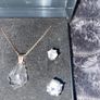 Sterlings silver, clear crystal earrings & necklace set Image 3