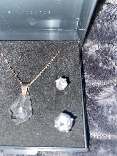 Sterlings silver, clear crystal earrings & necklace set