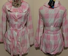Beautiful pink & white Belted Coat, New With Tags