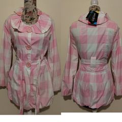 Beautiful pink & white Belted Coat, New With Tags