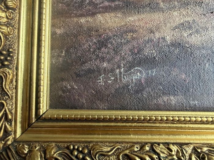 Large Vintage Framed Oil Painting (1977) - J. S. Morgan Hunting Scene