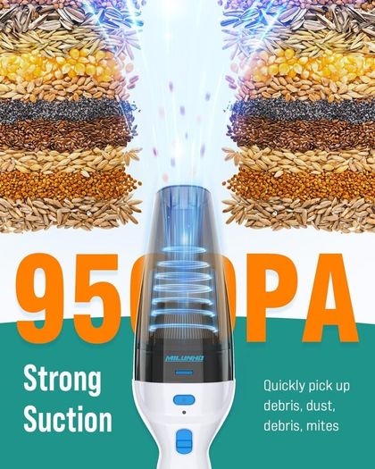 Vacuum Cleaner, 9500PA Car Vacuum Cleaner Cordless with Powerful Suction, Lightweight & Portable Car Cleaner for Car/Home/Pet