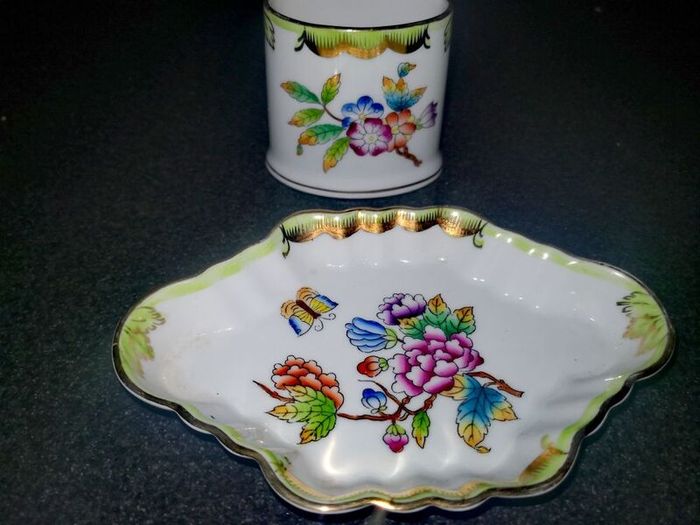 Herend Queen Victoria pattern tray and holder