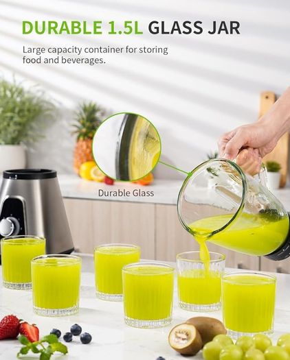 GDOR 1200W Smoothie Blender 2-in-1 with Glass Jug & Travel Cup