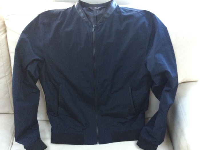 Zara mens navy jacket slim fit large l size