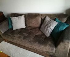 Leather effect brown suede sofa / couch