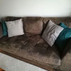 Leather effect brown suede sofa / couch