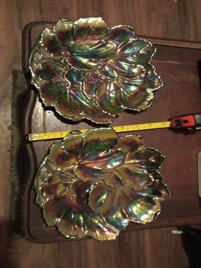 2 mid century enameled plates