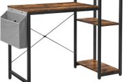 _Computer Desk with Shelf, Adjustable Shelf, with Side Pocket, 110 x 50 x 90 cm, Industrial Design, Vintage Brown/Black