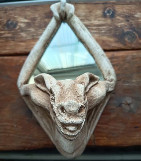 Gothic-style Gargoyle wall decor diamond-shaped mirror framed