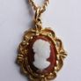 Vintage Hand Carved Cameo Necklace Gold Tone 21 Inch Chain Image 4