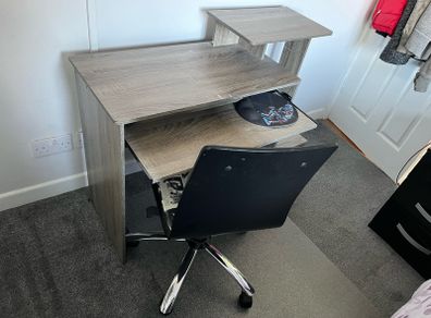 computer desk and office chair