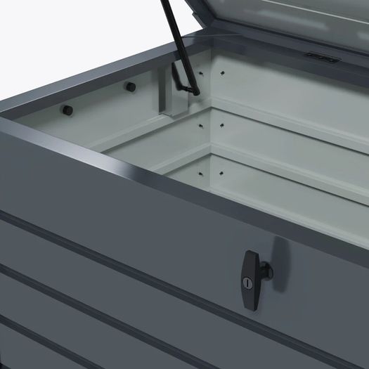 311L Galvanised Steel Garden Storage Box, with Lock - Dark Grey