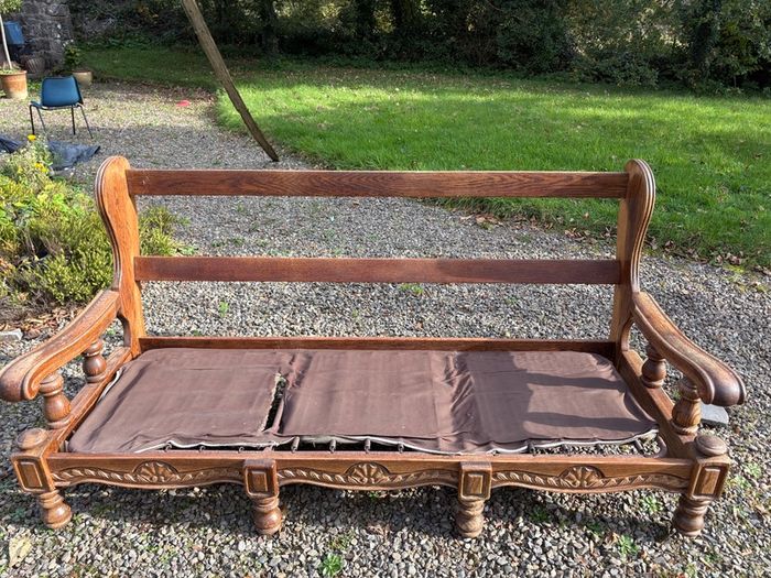 Vintage Belgian Oak Sofa, Velda Epoque Line