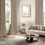 Beige Velvet Curtains for Bedroom 2 Panel Set 90 Inch Drop Curtains, Soft Elegent Home Decor Velvet Curtain Living Room, Sun Blocking Room Darkening Thermal Eyelet Curtain 46x90 Inch Image 2