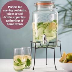 Kilner glass drinks dispenser x3 with 3 stands