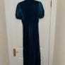 Monsoon Veronique Teal Velvet Bow Midi Dress - size UK 8 Image 4