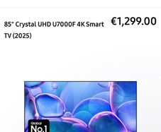 New Samsung 85inch Crystal UDH 4k TV