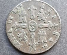 1848 Spain  8 Maravedis JA - Isabella II coin