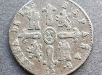 1848 Spain  8 Maravedis JA - Isabella II coin
