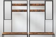SET OF TWO COAT RACK With mirror  Coat Rack with Hooks Mirror Bench 35 x 98 x 180 cm for Entrance Area Bedroom Living Room Industrial Design Vintage Brown/Black