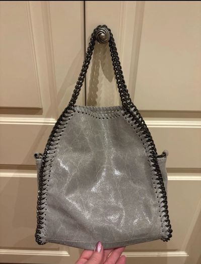 Silver grey Italian leather bag