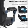 Gaming Chair for Adults, Ergonomic Gaming Chair with Footrest, Lumbar Support and Headrest, Adjustable Height computer chairs gaming, fabric gamer chair for Home Office, Black Image 5