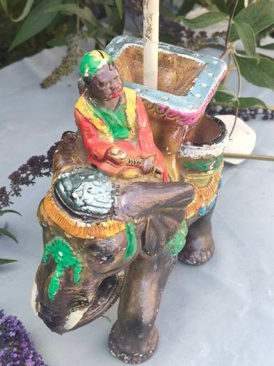 Early 20th Century Hindu Elephant plaster lamp